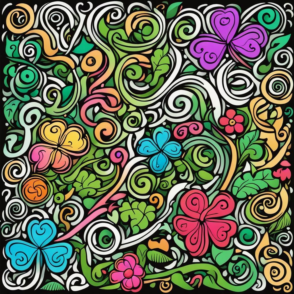 Flowers and vines doodle