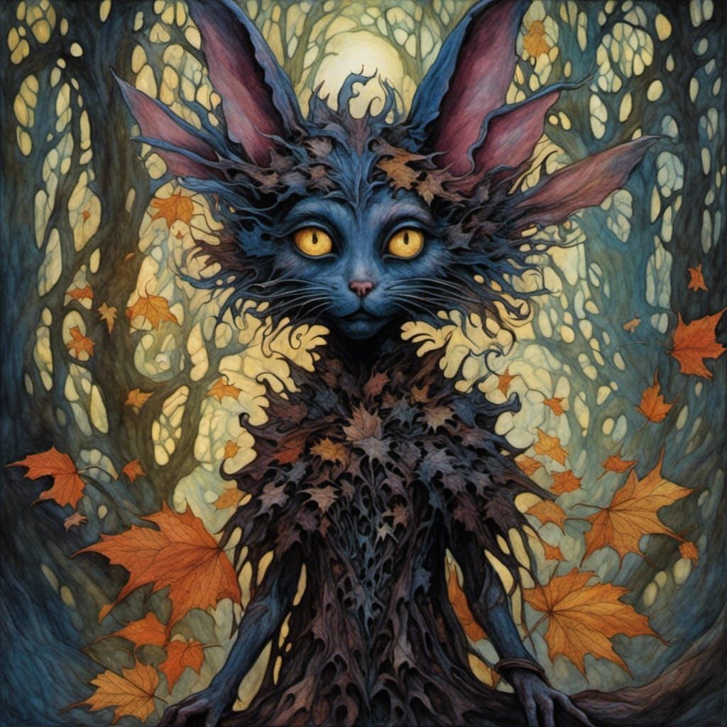 <lora:Fall Fairies:1.0> Autumn  Dark fey creature of the dus...
