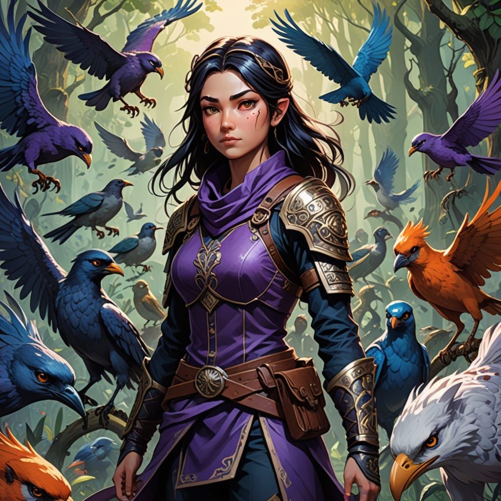 Manga-Style Eastern Fantasy Rogue Amidst a Menagerie