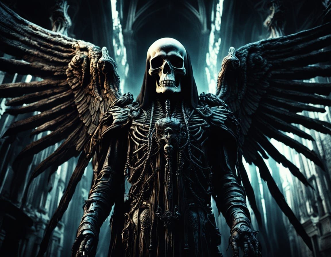 Surreal Angel of Death in H.R. Giger Style