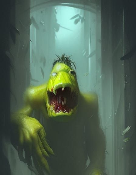 Sinister Banana Monster, Dark Fantasy Art