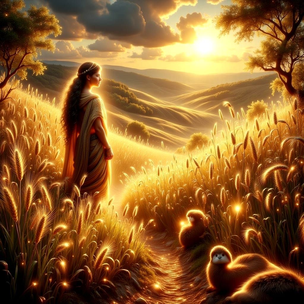 Deméter in a Maximalist Digital Matte Painting