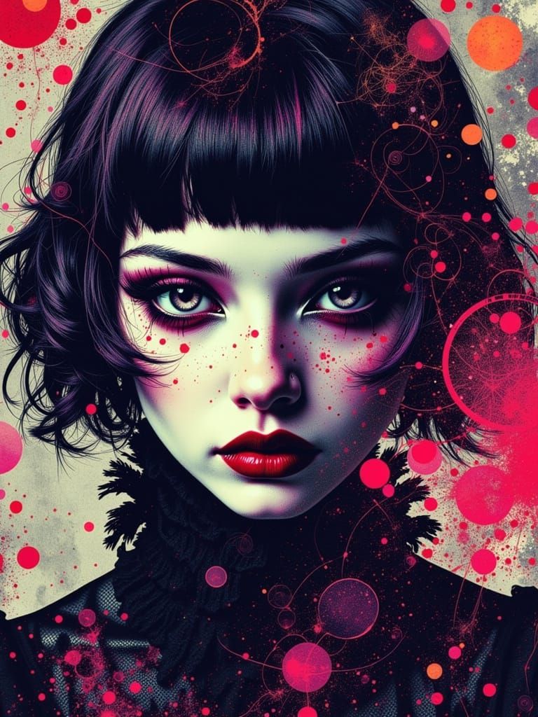 Gothic Abstract Portrait in Despaircore Style