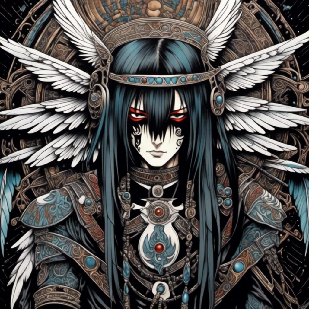 Anime Angel of Death with Wings and Tattoos