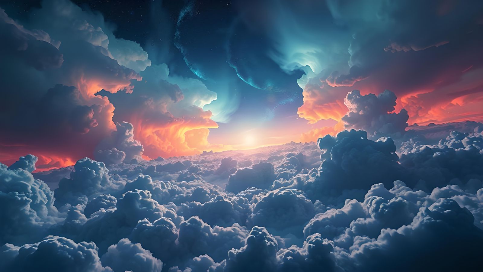 Iridescent Neon Storm on a Rough Sea