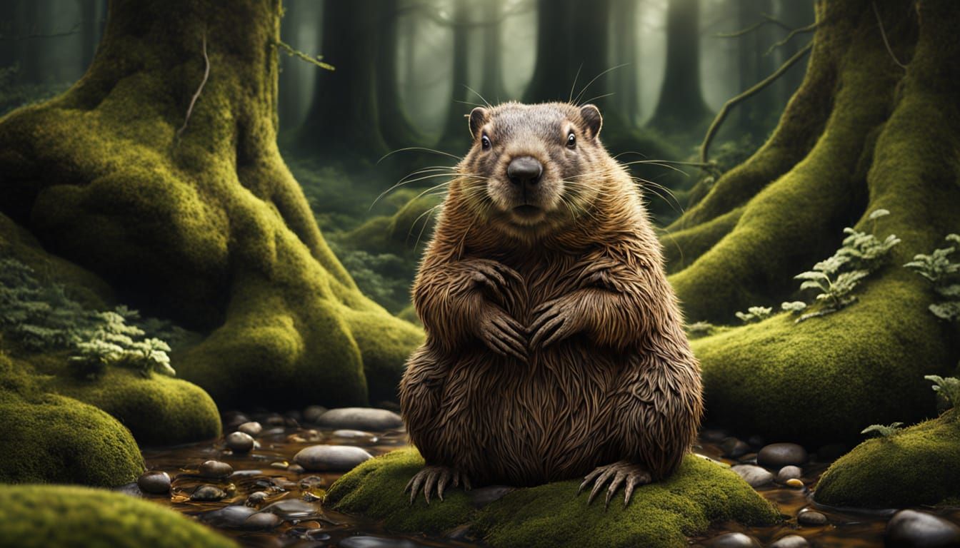 Elemental Earth Groundhog With Root and Stone Body