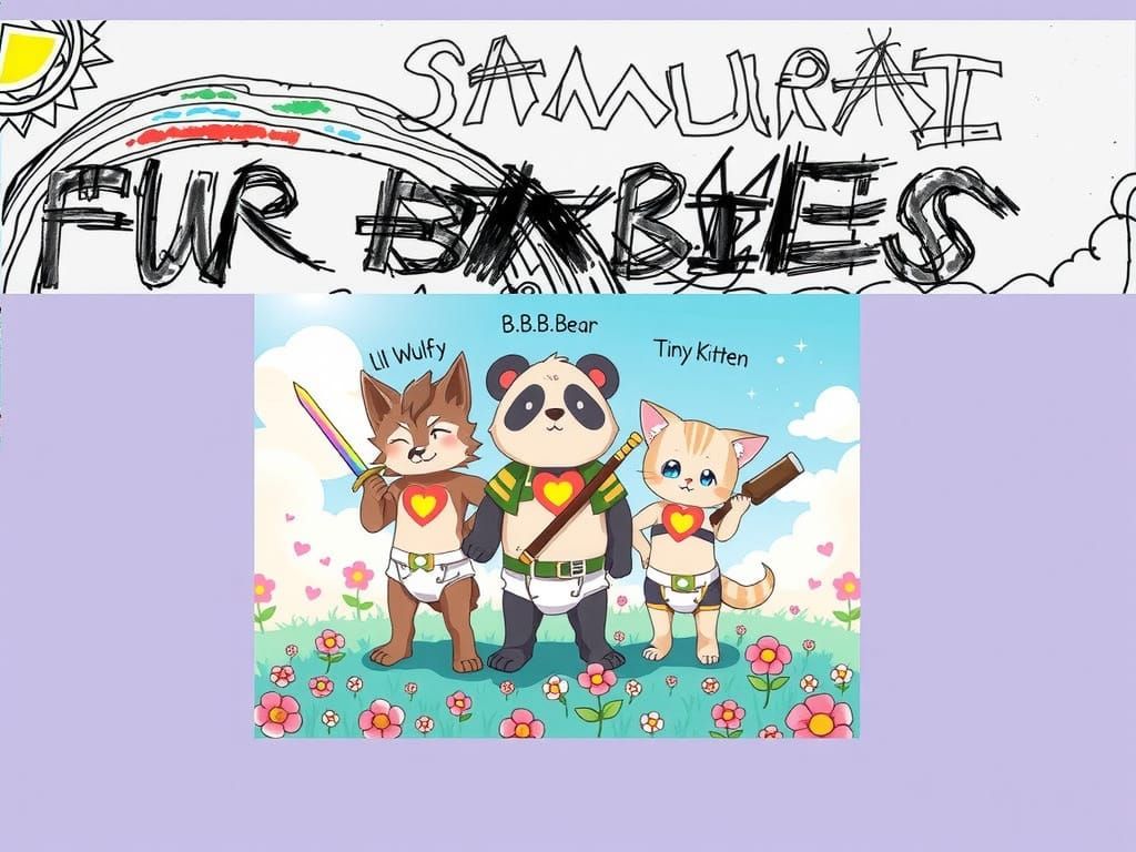 Whimsical Anime Animals Wielding Katana in Pastel Paradise