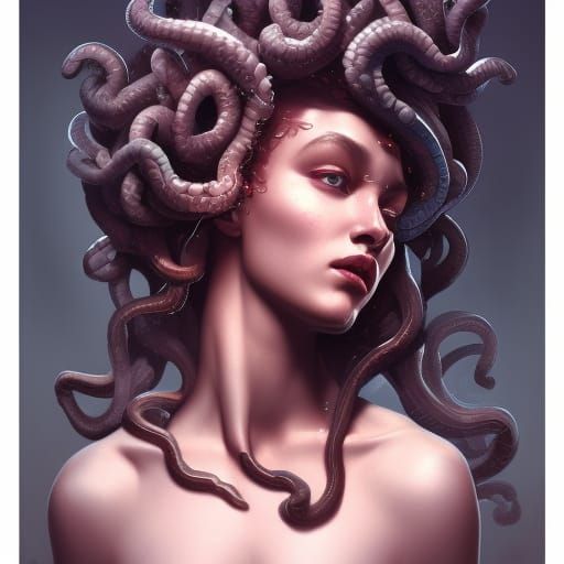 Detailed Medusa Portrait in Hyperdetailed Style
