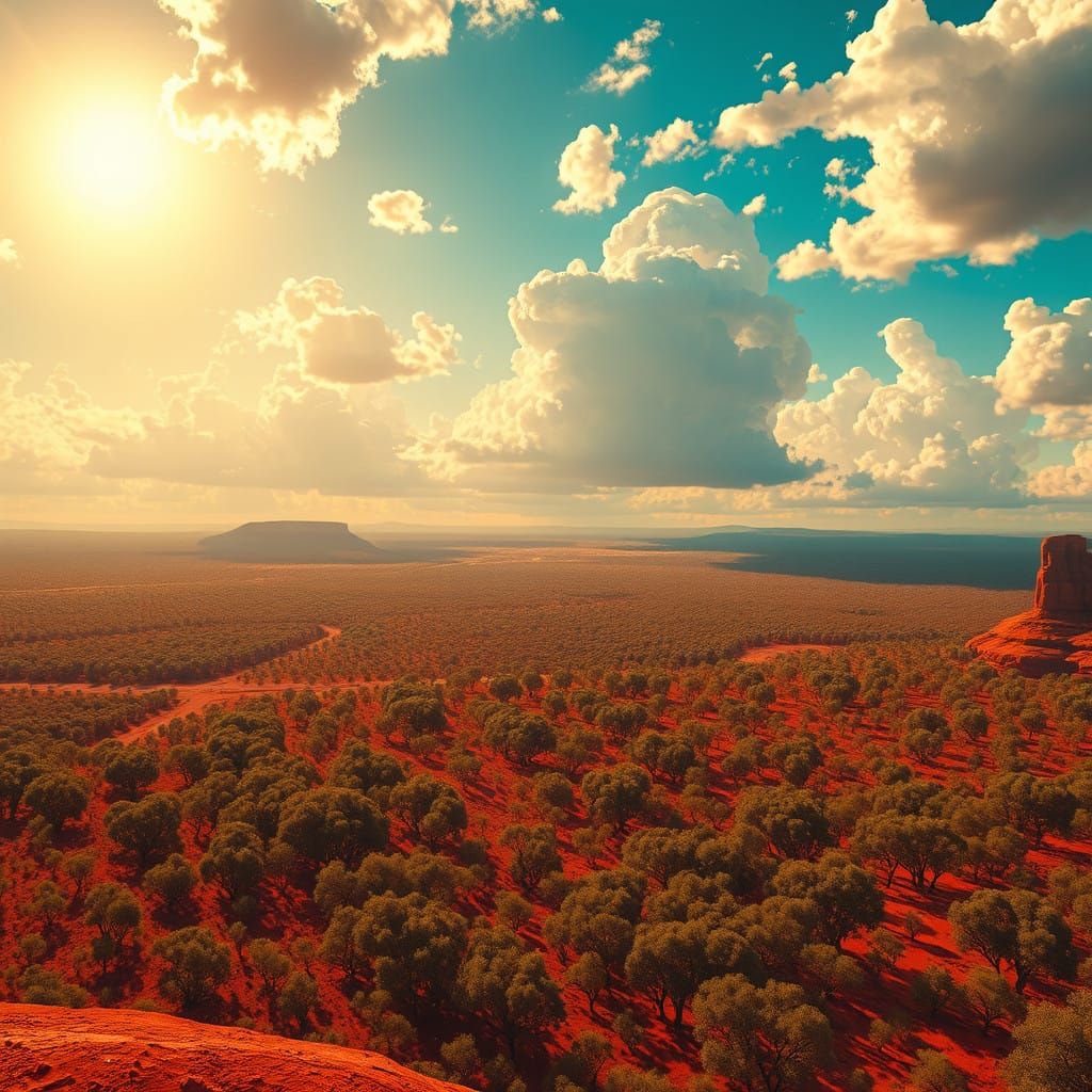 Surreal Australian Landscape in Vibrant Digital Art