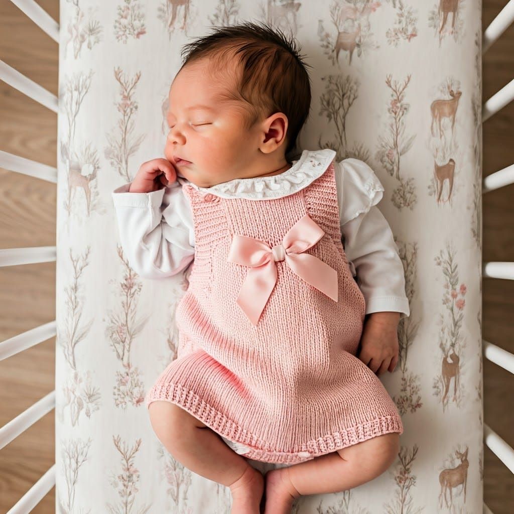 Newborn Baby Asleep in Crib with Pastel Colors