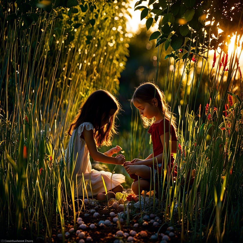 Enchanting Garden in Evening Light