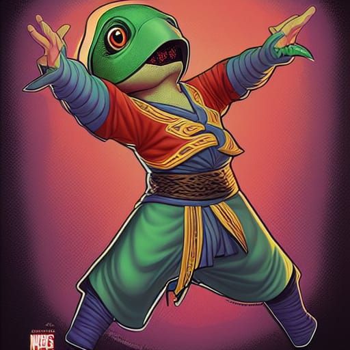 Kung Fu Master Cartoon Turtle Comic Art