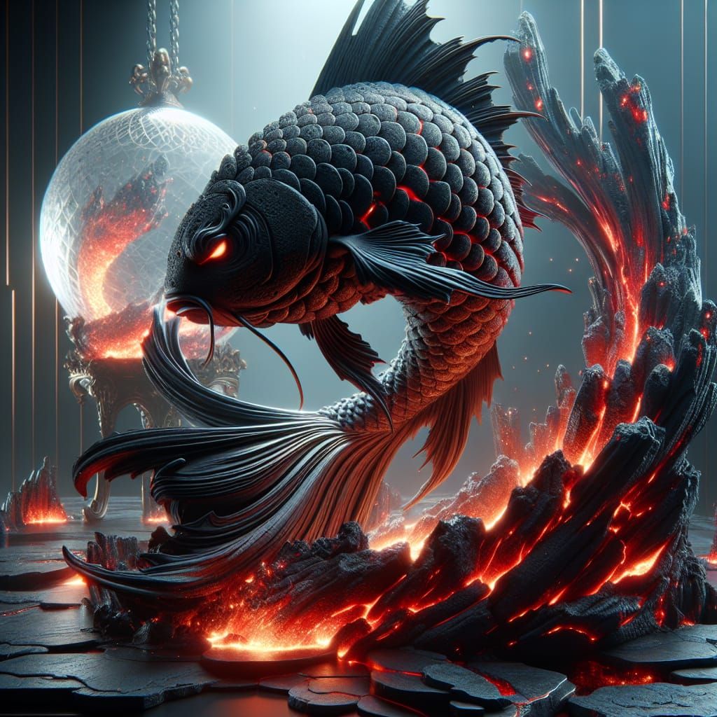 Epic Koi Fish in Crystal Fishbowl Scene