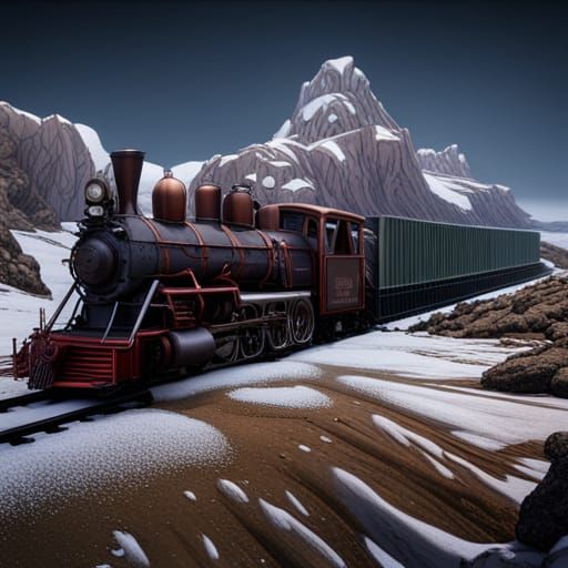 Dystopian Train in Detailed Matte Painting