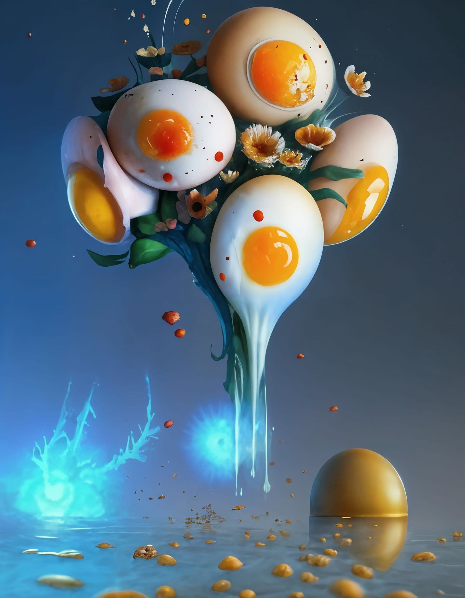 Surrealism, Bouquet of Flowers & Fried Eggs