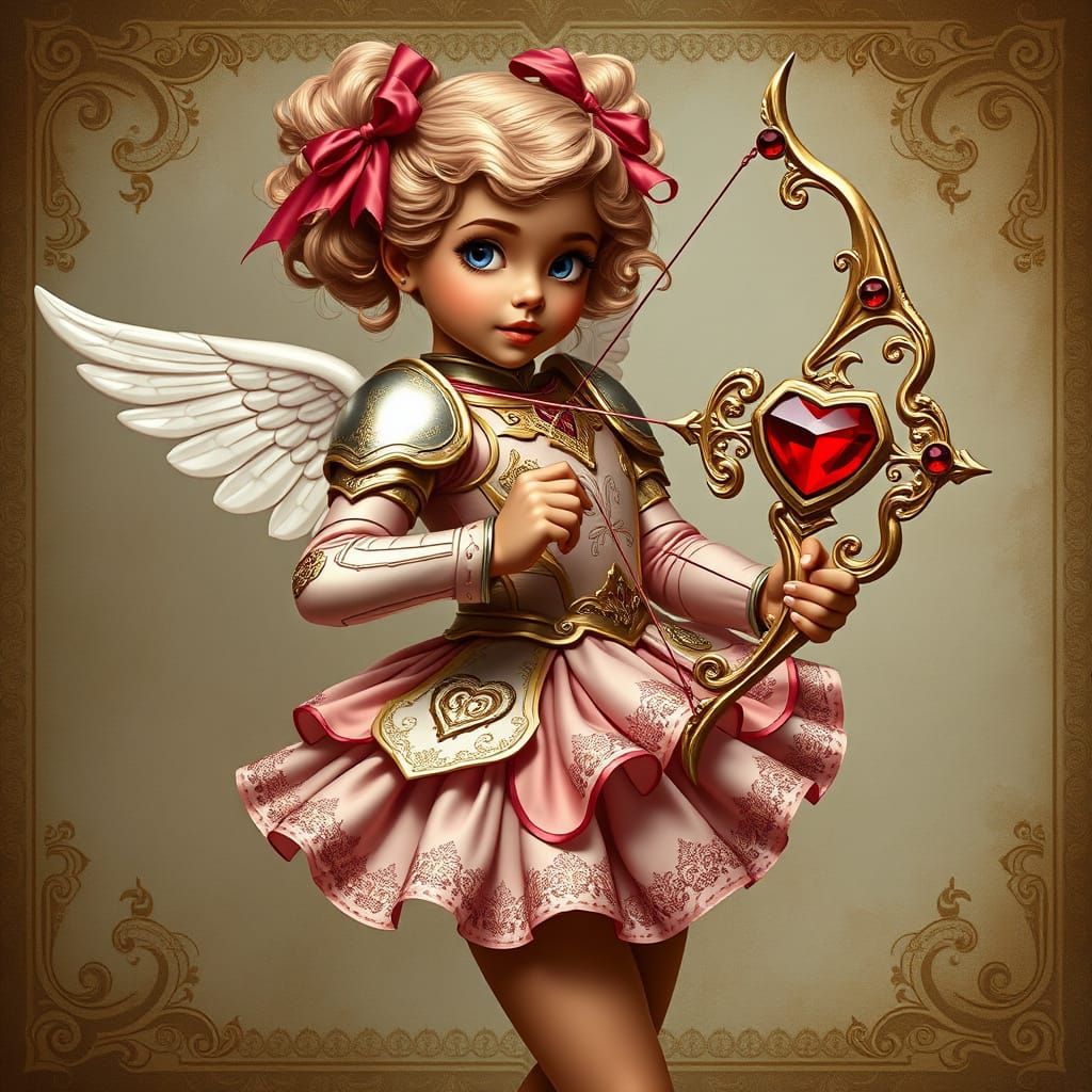 Cupid's Crest: A Dancer in Art Nouveau Style