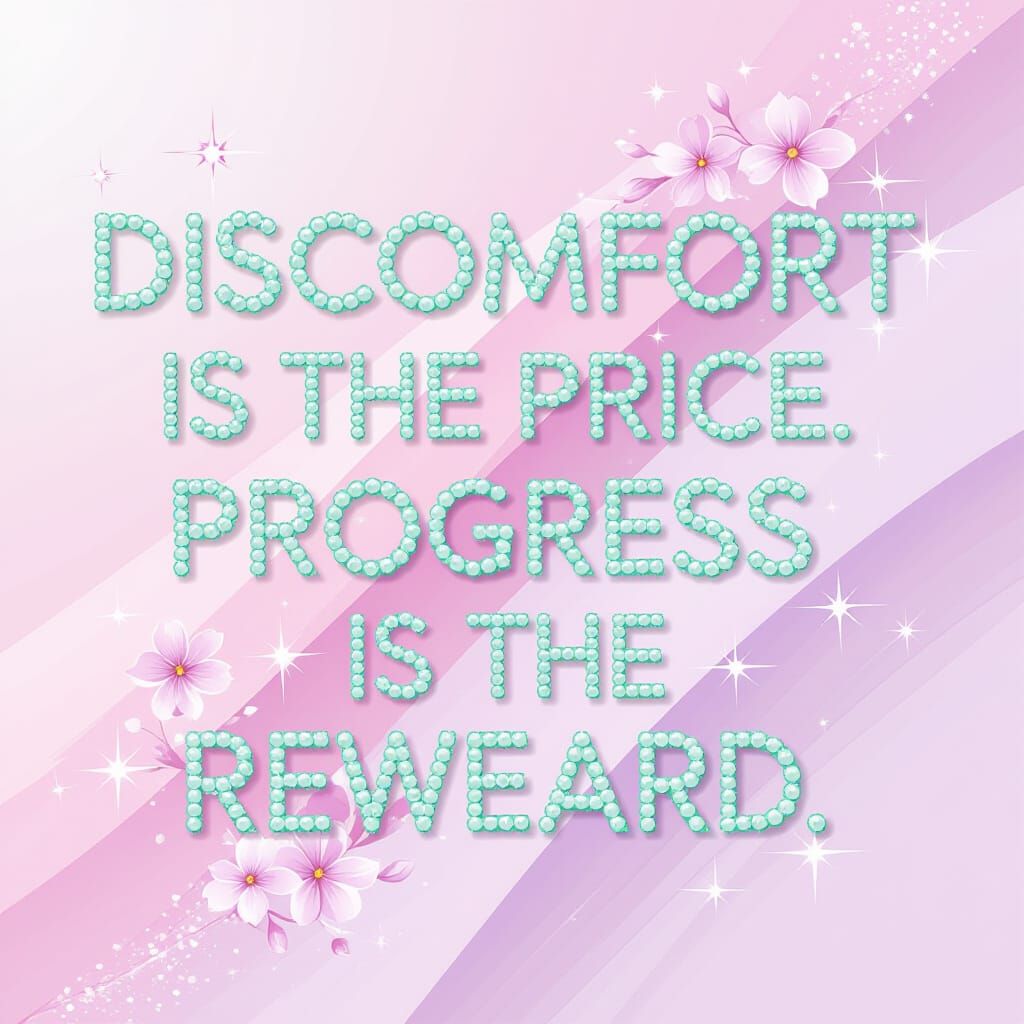 Mint Green Pearl Typography: Discomfort is the Price, Progre...