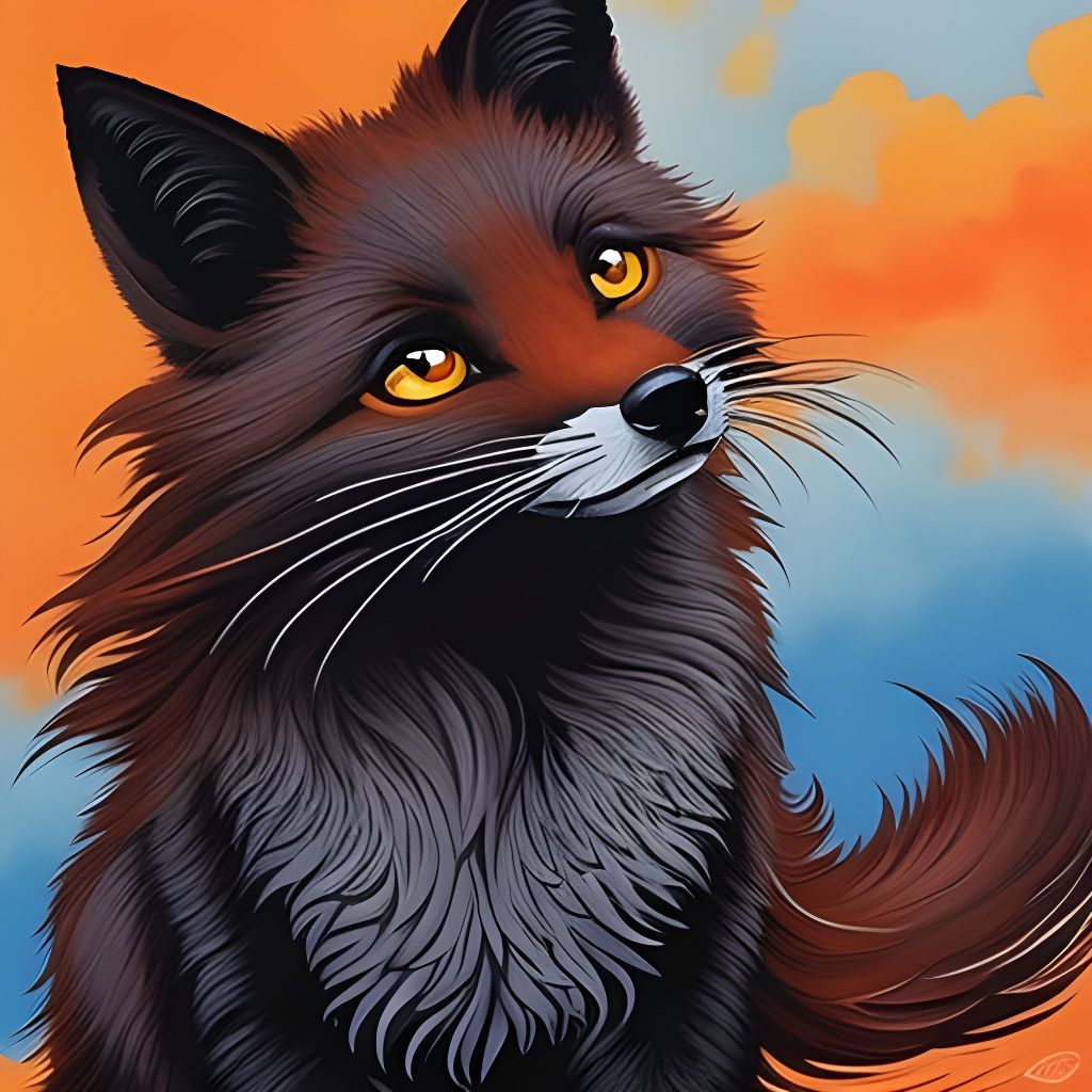 Vibrant Fox Portrait in Gouache Painting Style
