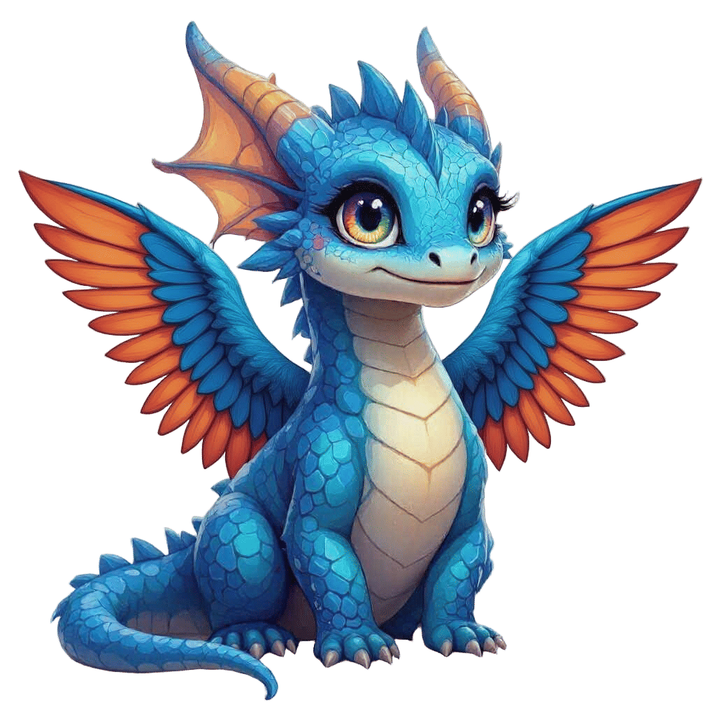 Blue Dragon Hatchling with Multicolored Eyes