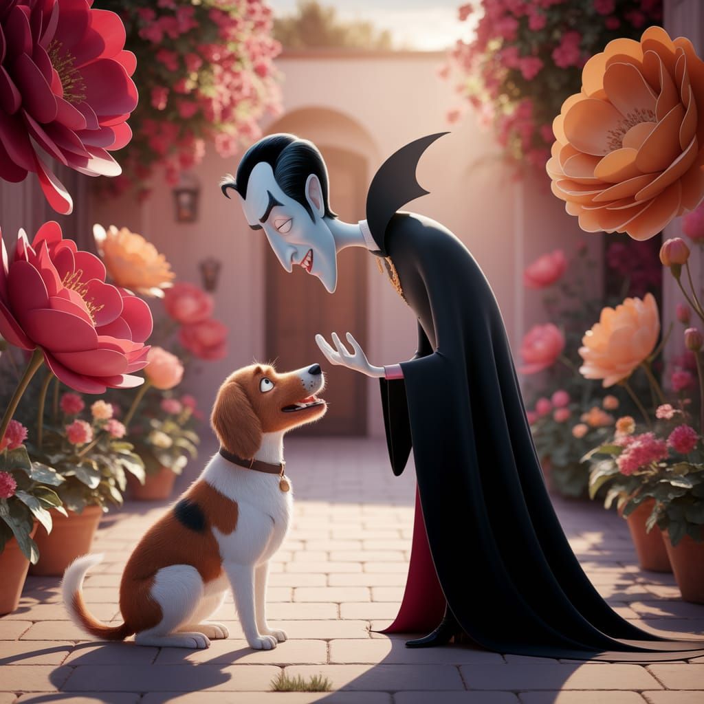 Vampire Lord and One-Legged Dog Digital Art