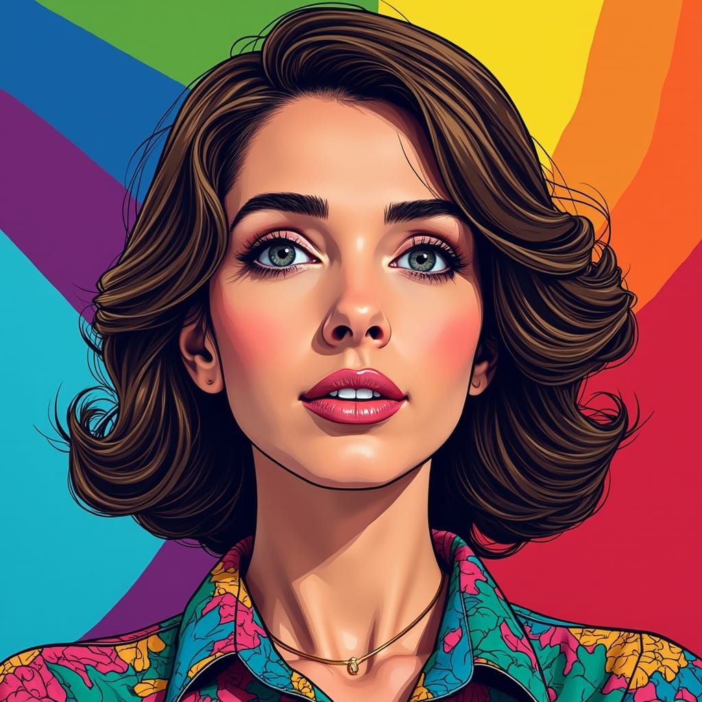 Glamorous Pop Art Portrait of Shiv with Pride Flag
