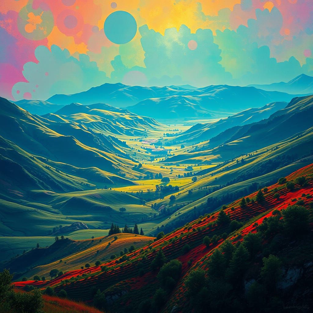 Landscape of Asturia Spain in Vibrant Hyperrealism