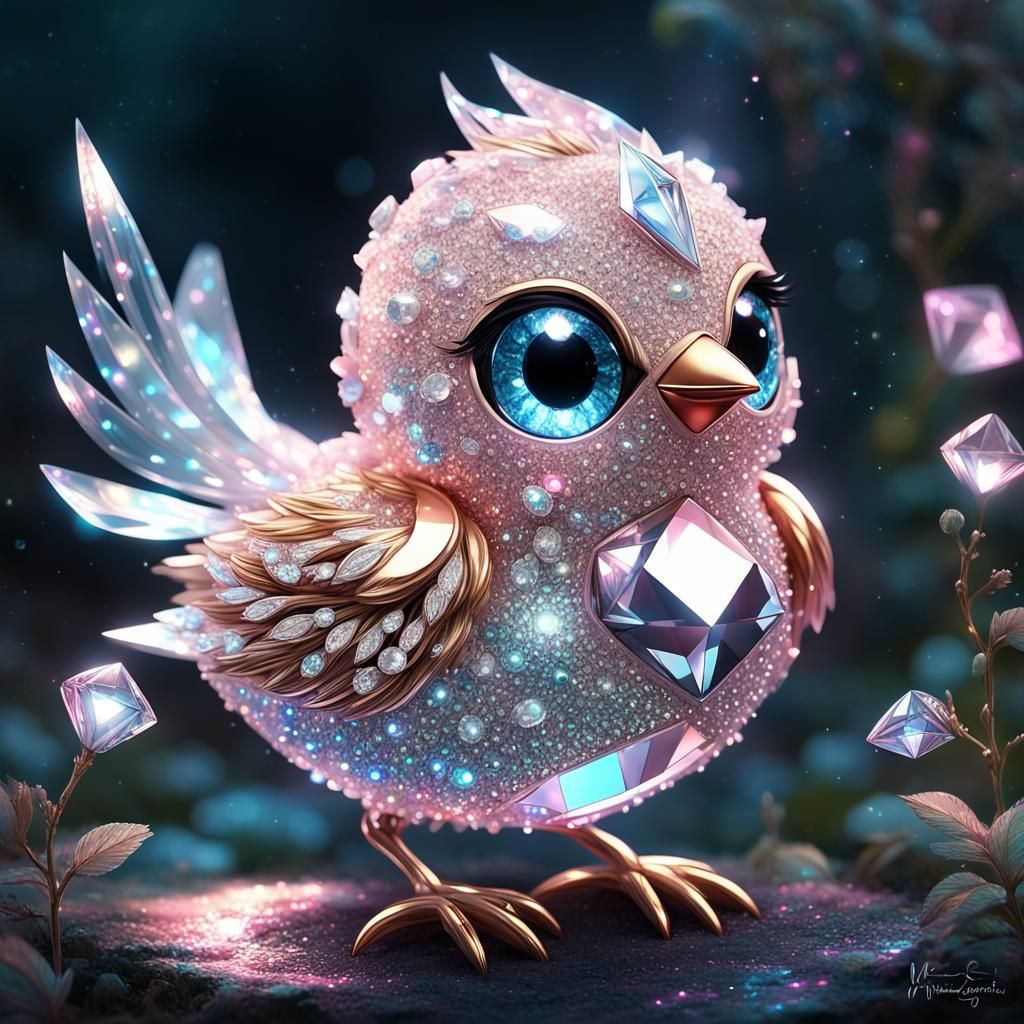 Diamond Glitterbird in Enchanted Garden