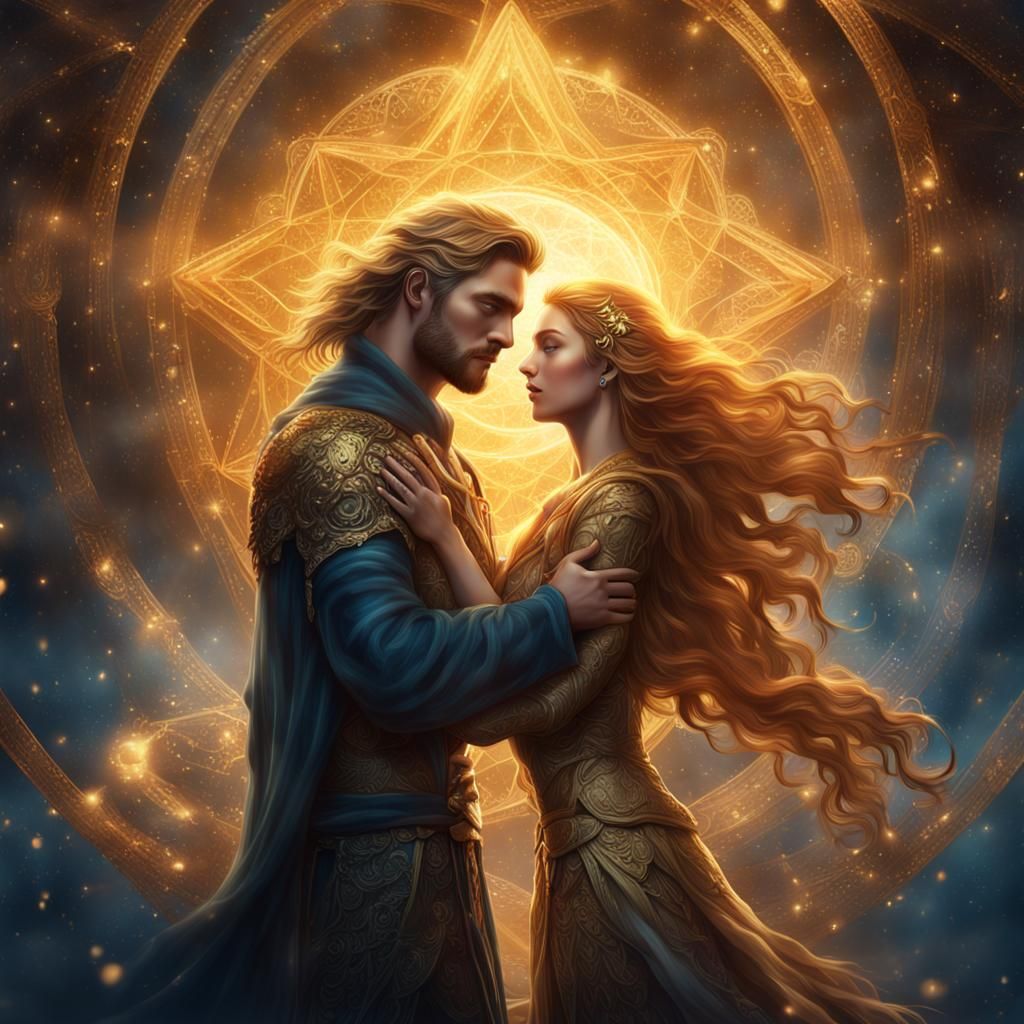 Etheric Woman and Man in Loving Embrace