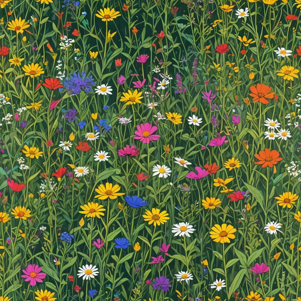 Wildflowers in Forest Glade: Pop Art Screen Print