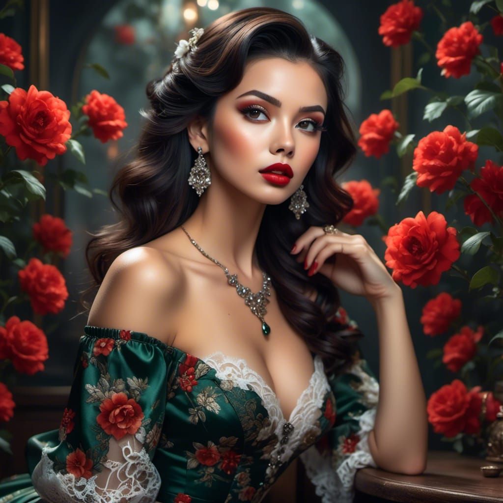 Beautiful Javanese Girl in Gothic Pinup Portrait