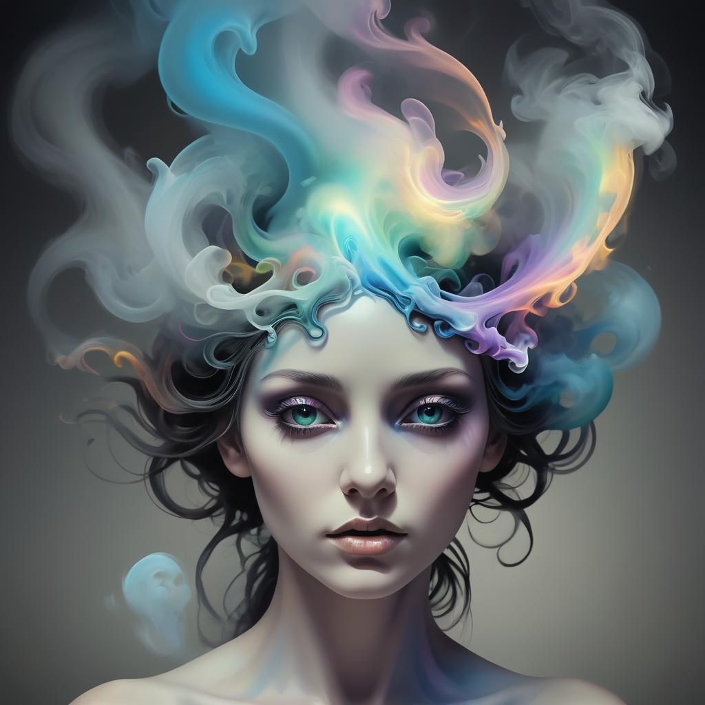 Liquified Tenebrism Dreamscape with Iridescent Artifacts