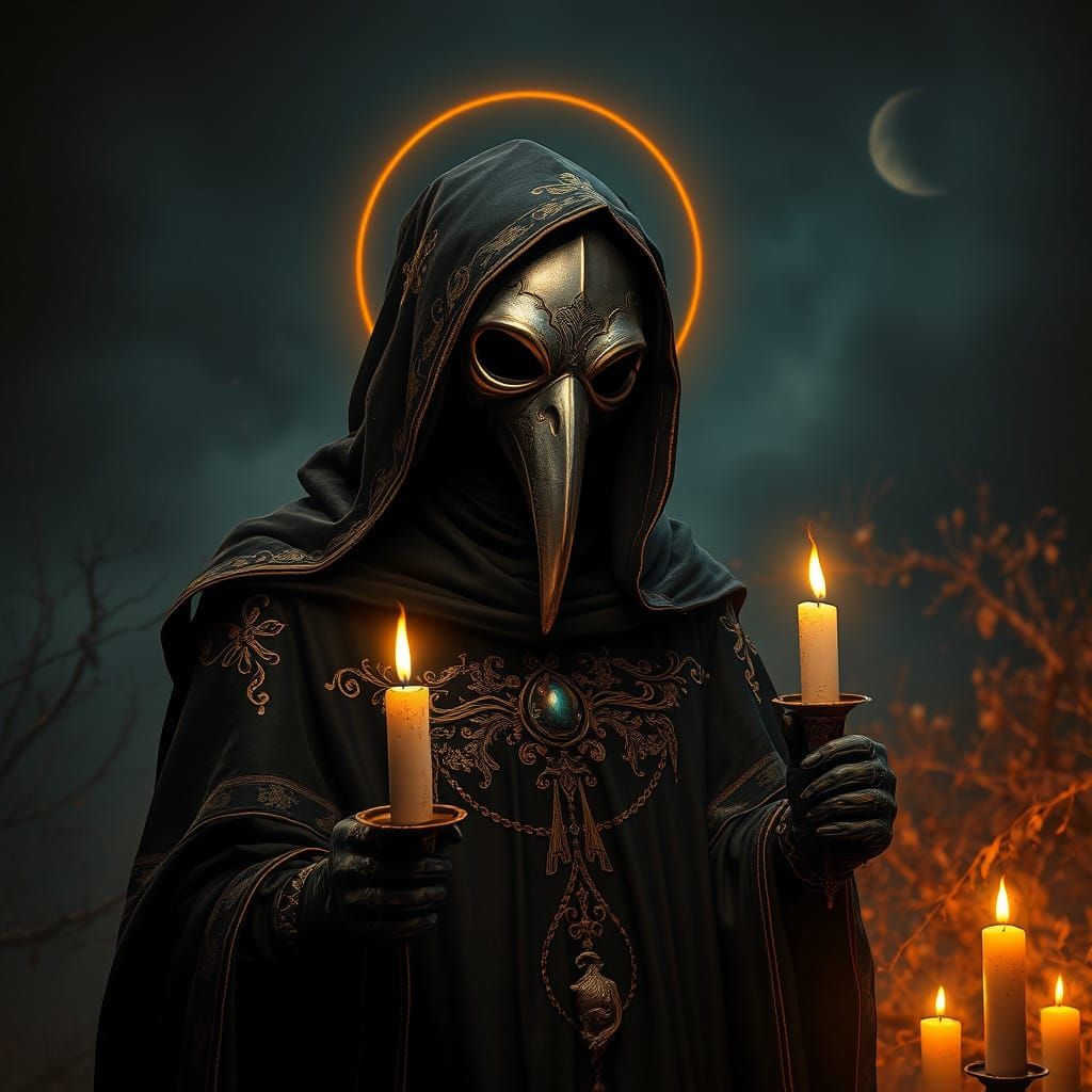 Vintage Death Tarot Card Plague Doctor