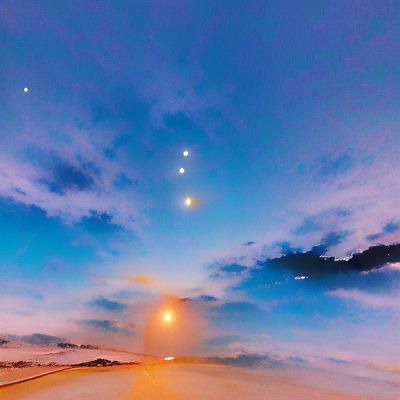 Infinite Universe: Celestial Sky with Moon, Sun, Venus