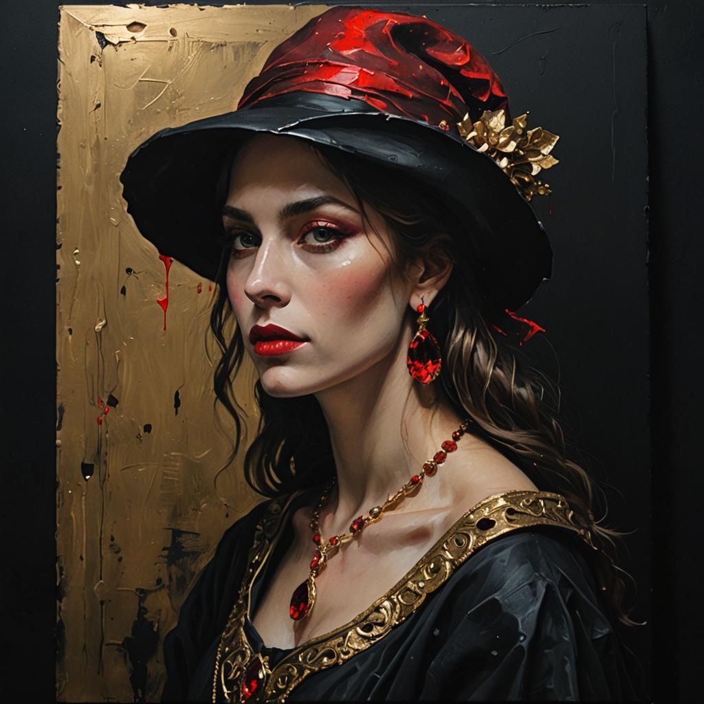 Renaissance Woman Portrait in Grunge Style