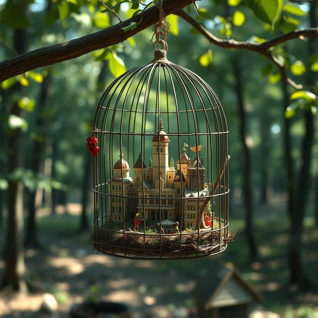 Miniature City in Birdcage: Fantasy Concept Art