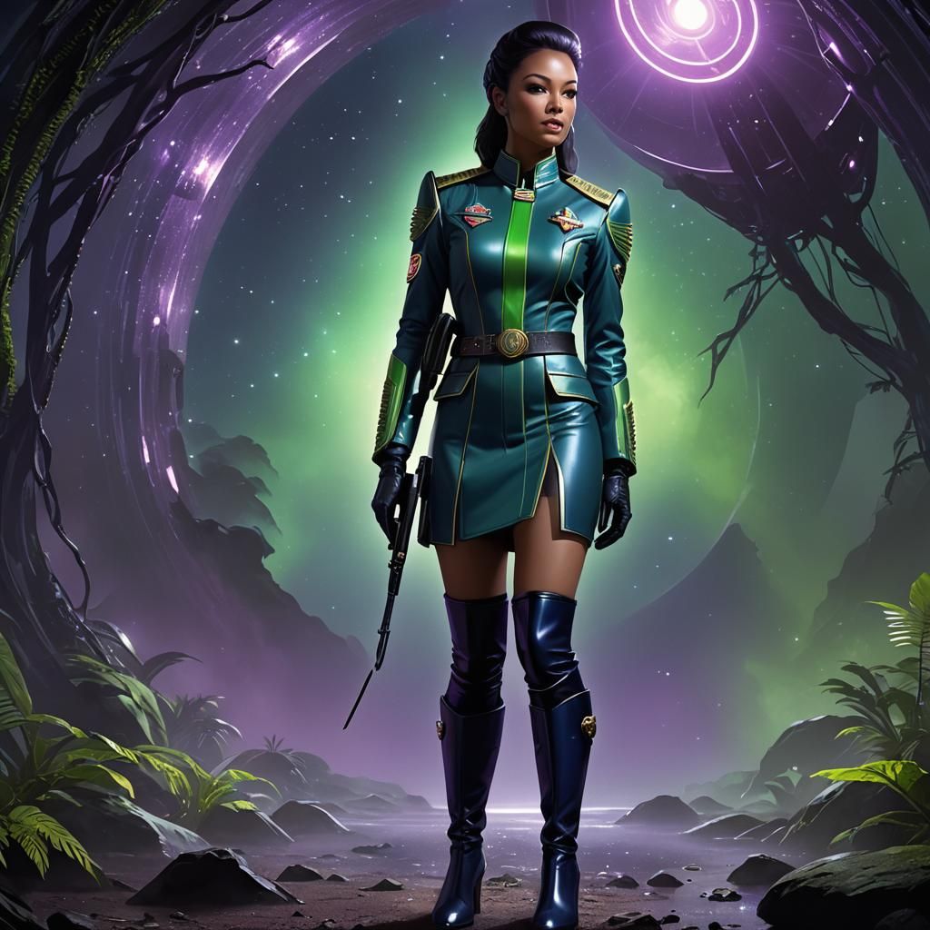 Futuristic Alien Starfleet Officer in Sci-Fi Landscape
