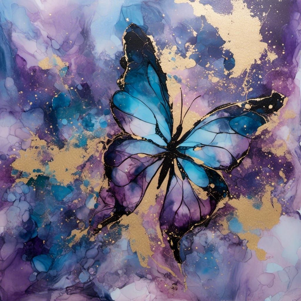 Marbled Butterfly in Alcohol Inks Style