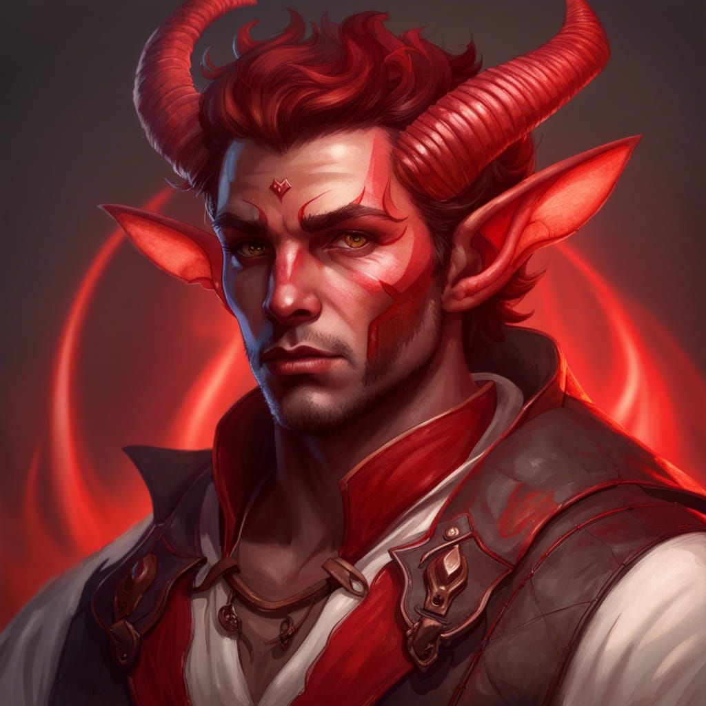 Tiefling Adventurer Portrait in Dynamic Lighting
