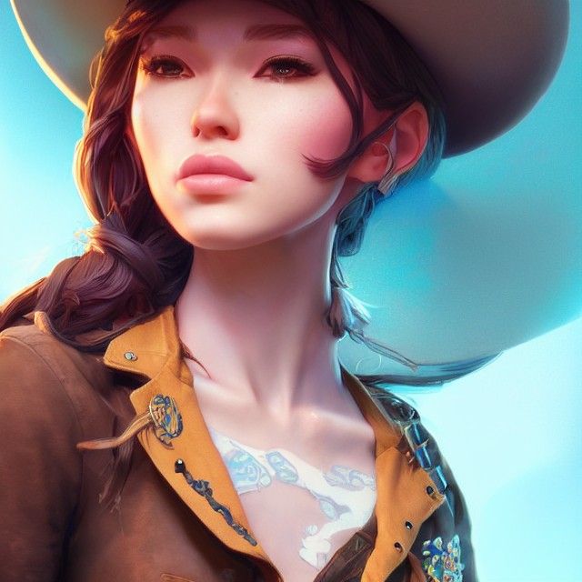 Beautiful Cowgirl Portrait with Dramatic Lighting