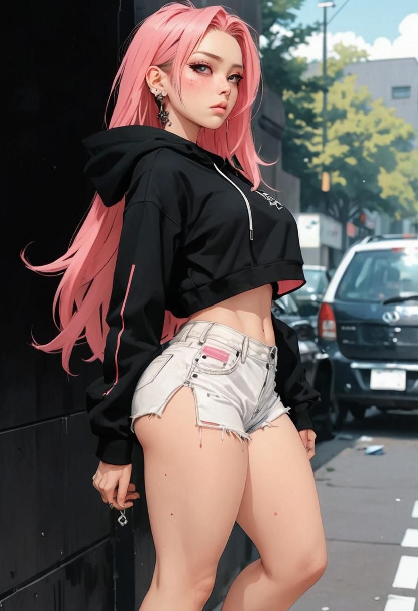 Punk Portrait with Graffiti, 3D Anime Art