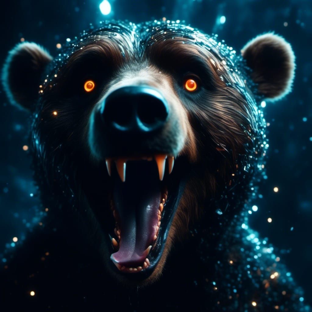 Fly's-Eye View: Jumping Bear in Gothic Horror Style