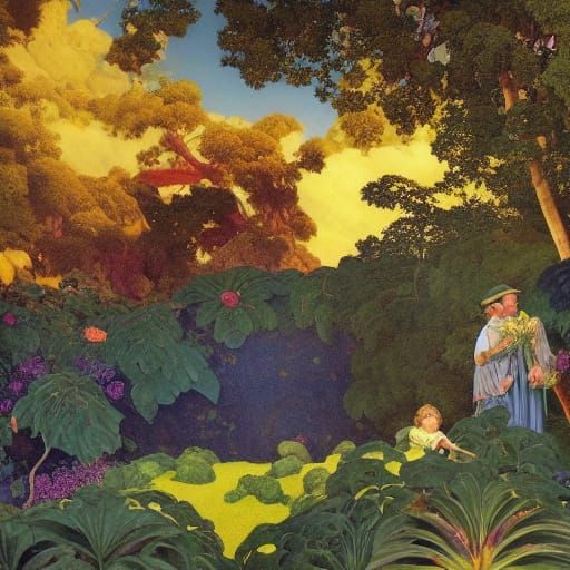 Beauty and the Beast in the garden of Eden.