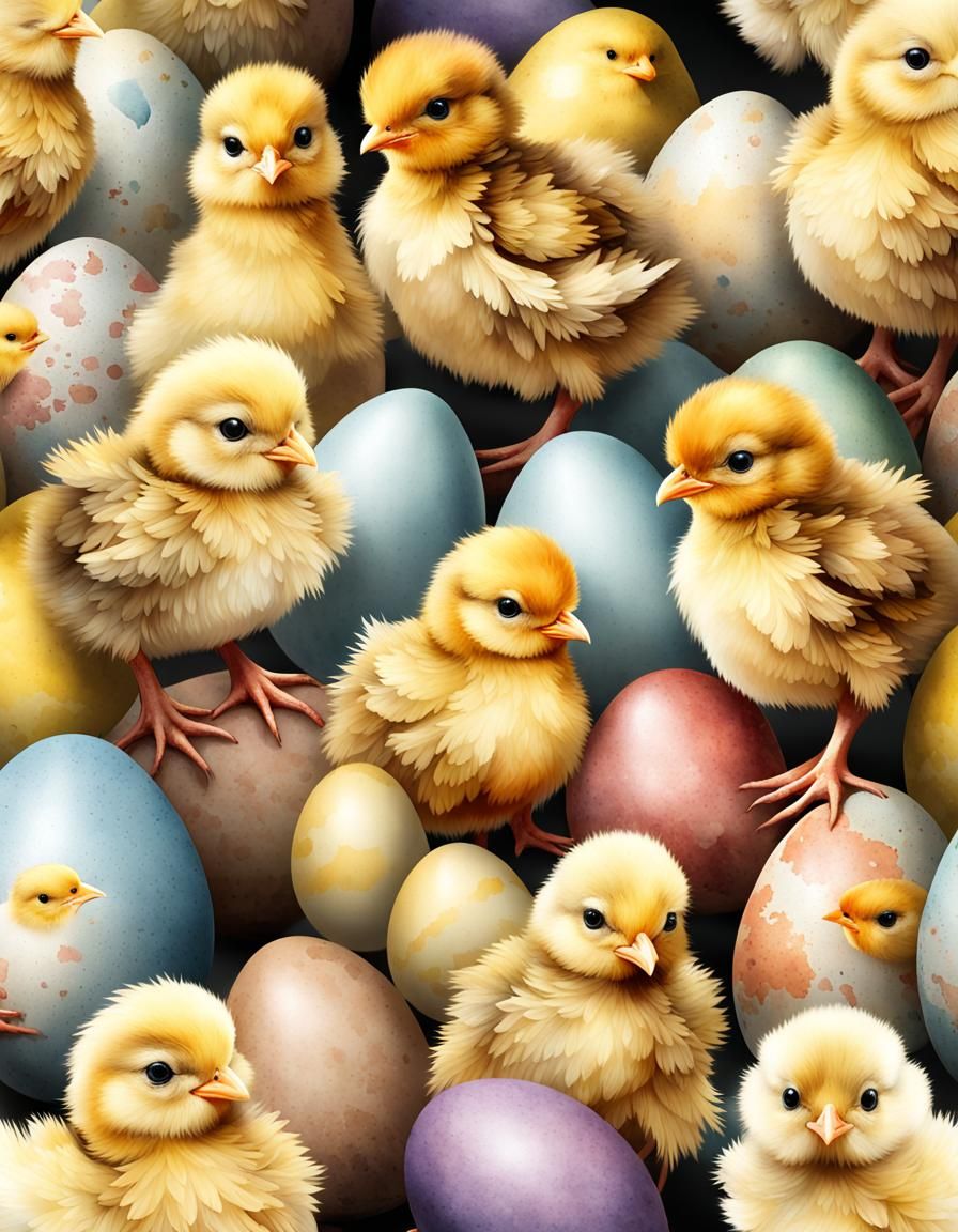 Watercolor Easter Chicks Clipart for Digital and Print
