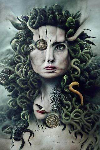 Medusa in Dark Fantasy Illustration Style