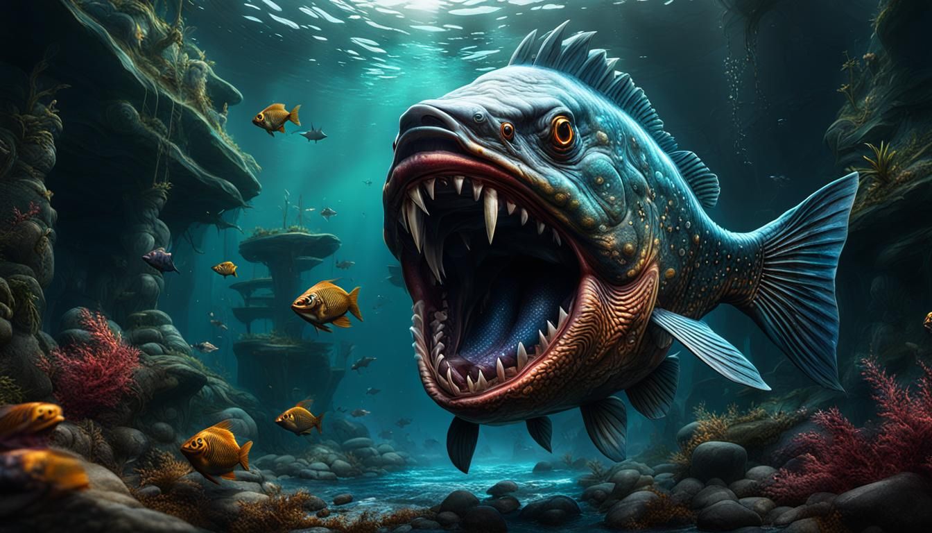 Detailed Piranha Matte Painting Concept Art