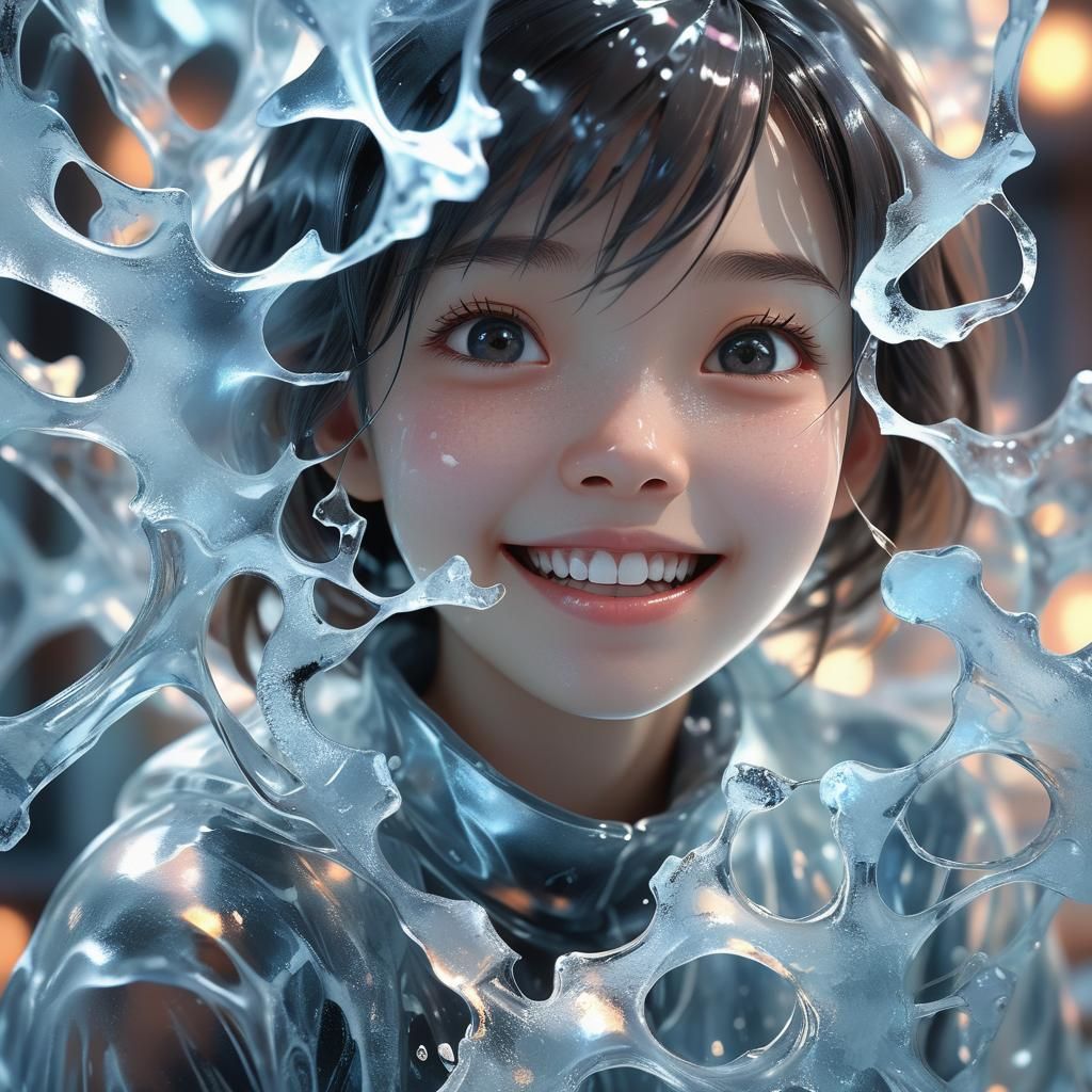 Woman Trapped in Ice: 3D Anime Art