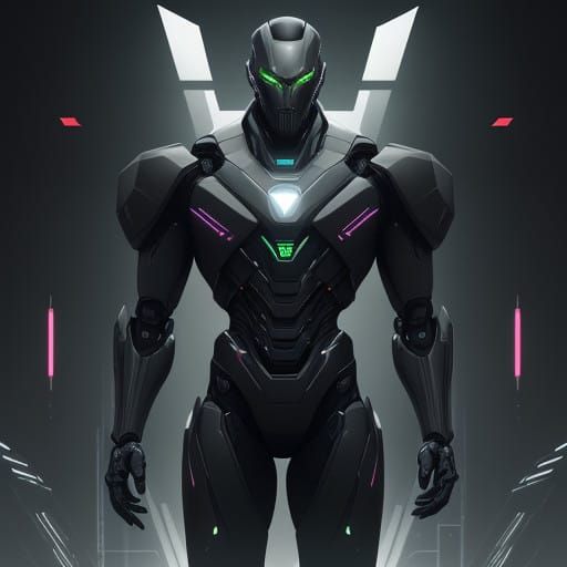 Stealthy Futuristic Robot in Industrial Style