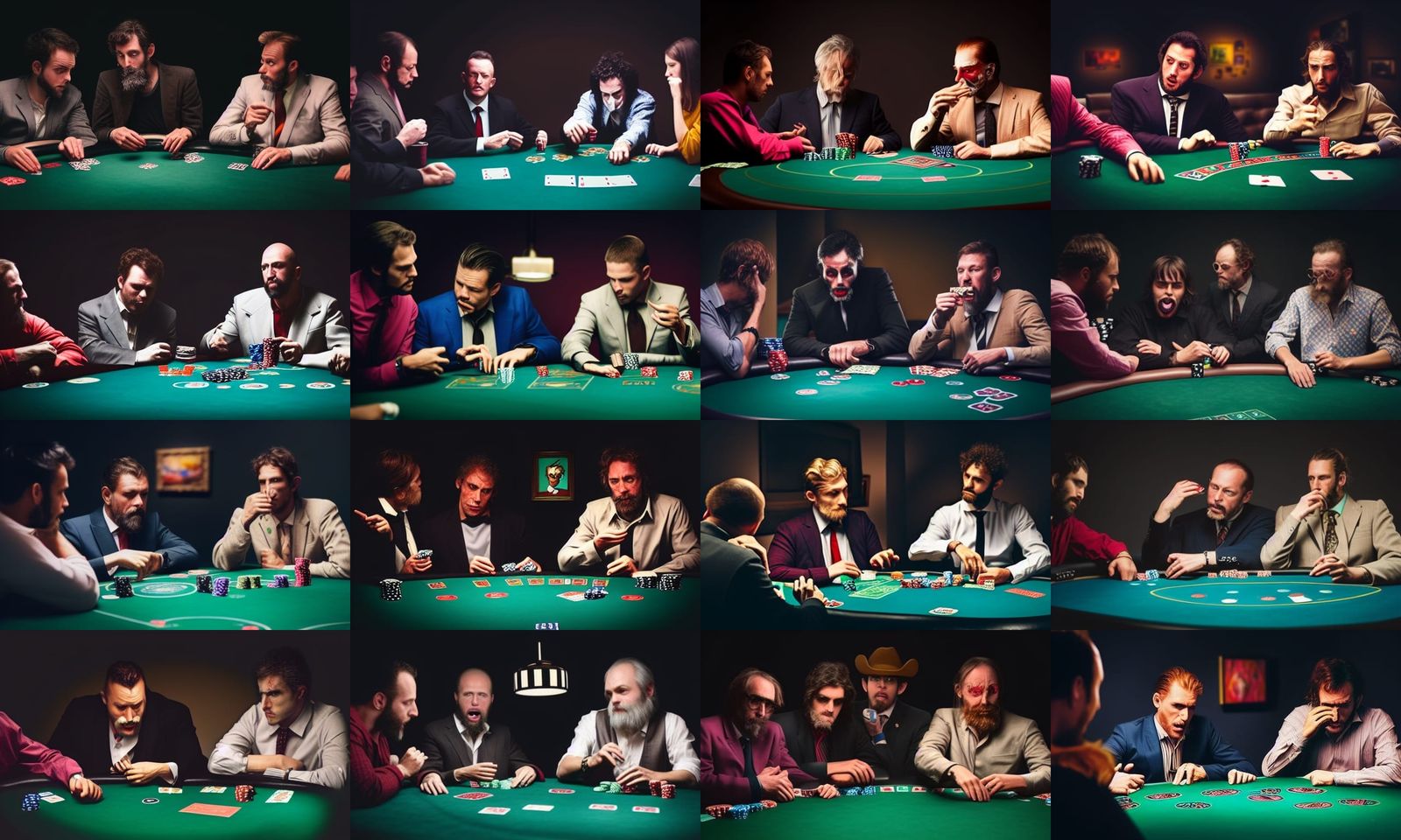 Expressionist Poker Game in an Art Museum