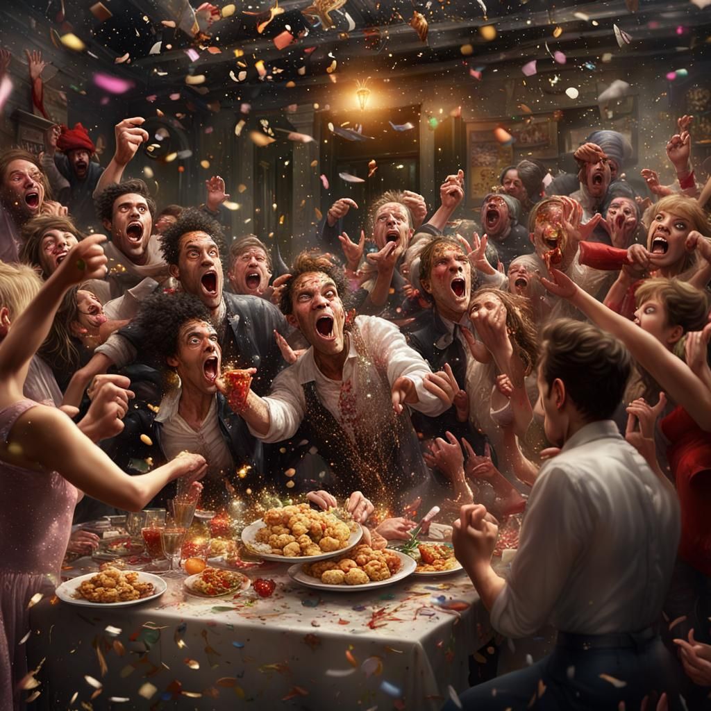 New Year's Eve Brawl in Photographic Realism
