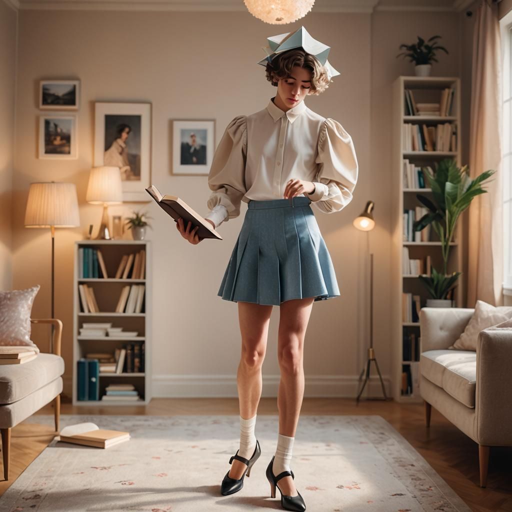 Boy Crossdressing Learning to Walk in Heels